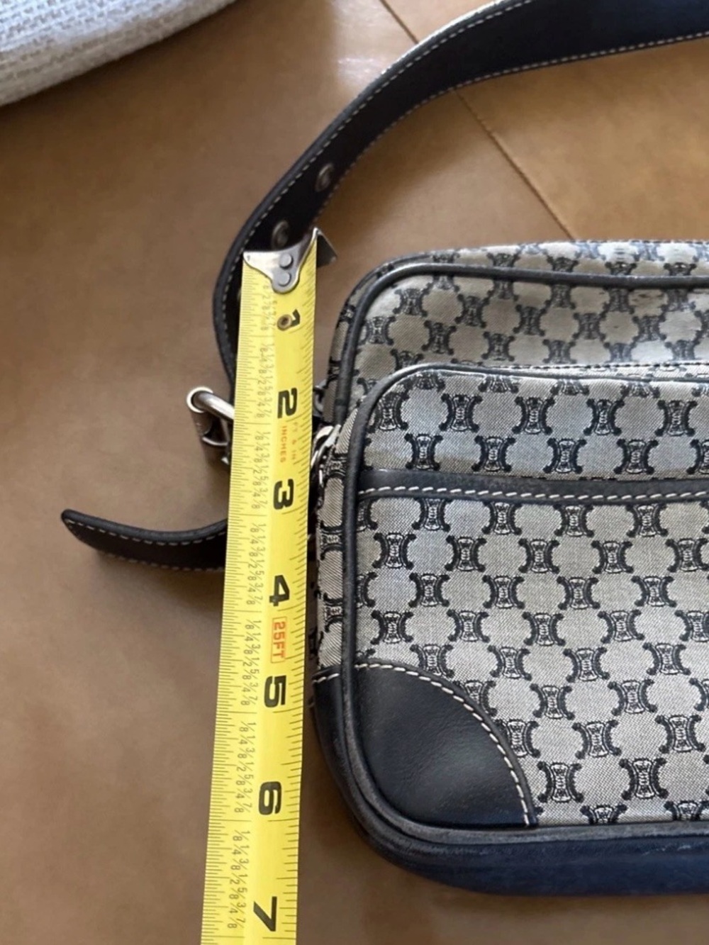 Vintage Celine Triomphe Patterned Canvas And BlueLeather Crossbody/shoulder bag - Picture 14 of 16